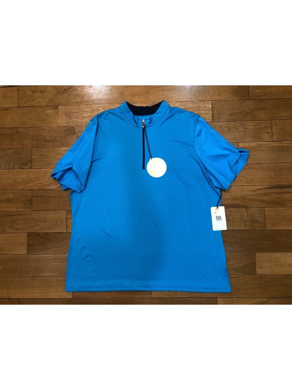 NWT Tail Mock Neck Short Twist Sleeve UPF 50 Blue Stretchy Top Size XXL Sporty
